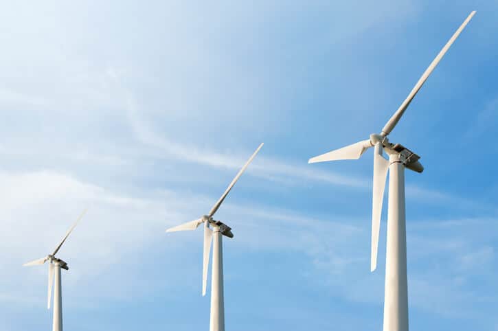 wind turbines blue sky